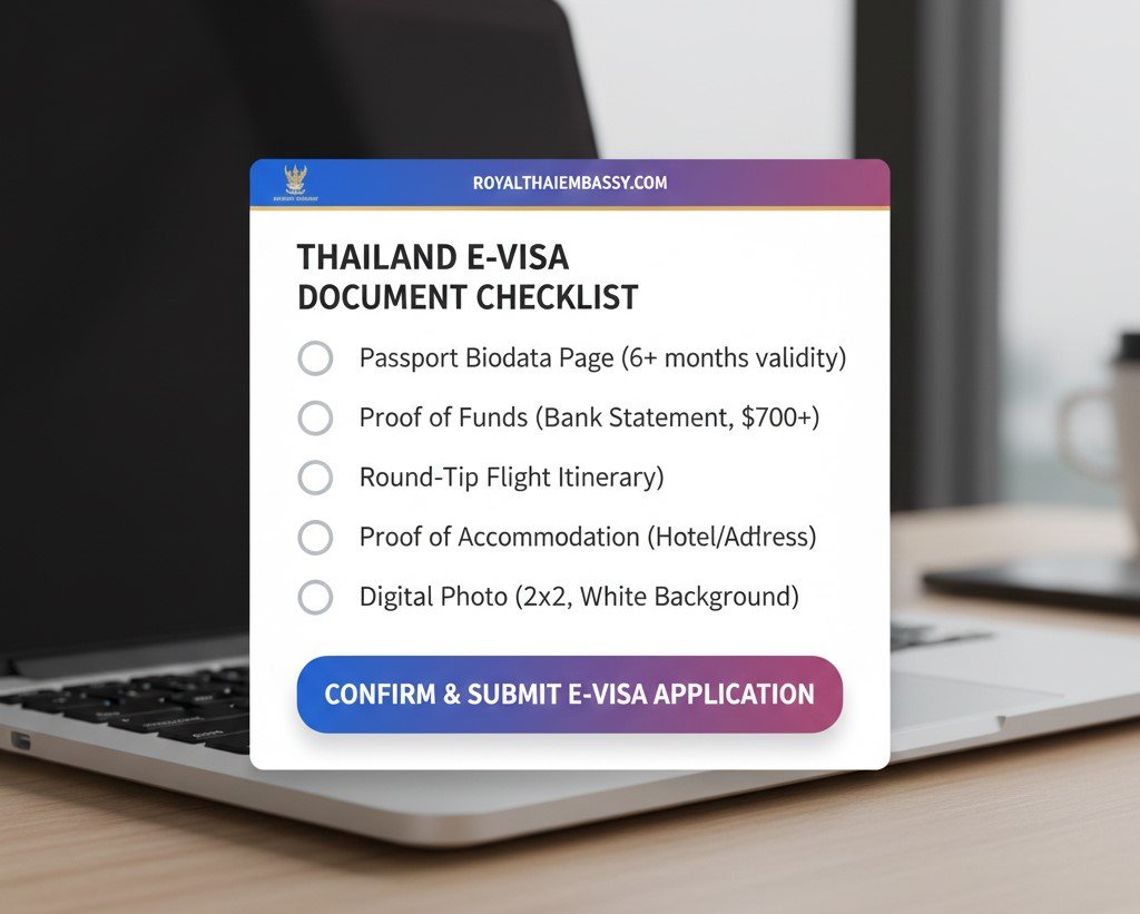 Interactive checklist element for users to tick off required documents before clicking 'Submit'