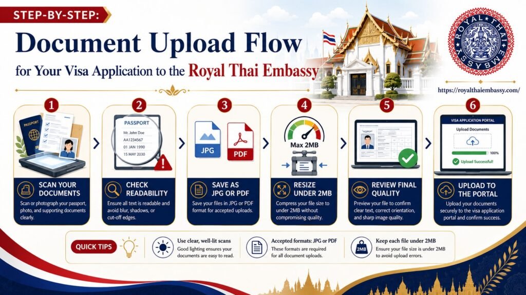 Document upload guide for visa application