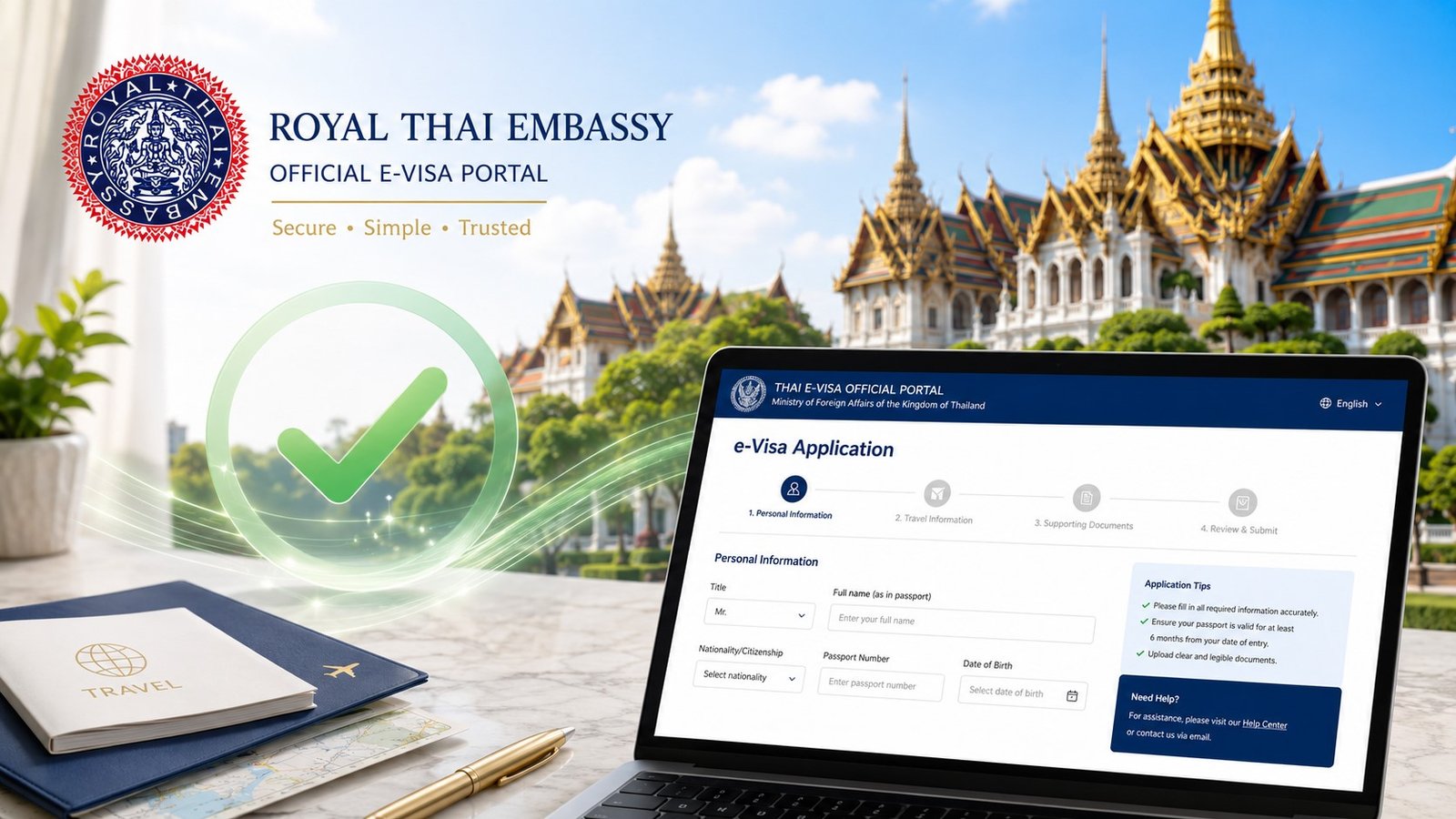Official Thai e-visa portal workspace