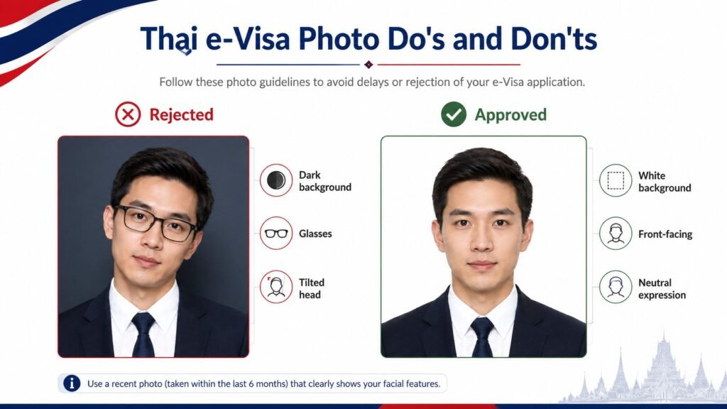 Thai e-Visa photo guidelines
