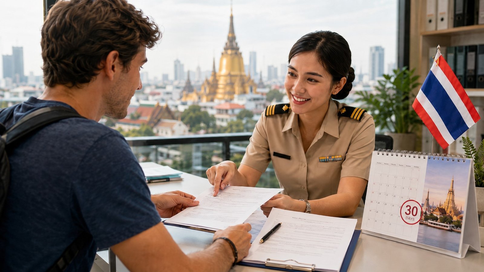 Travel consultation with city view