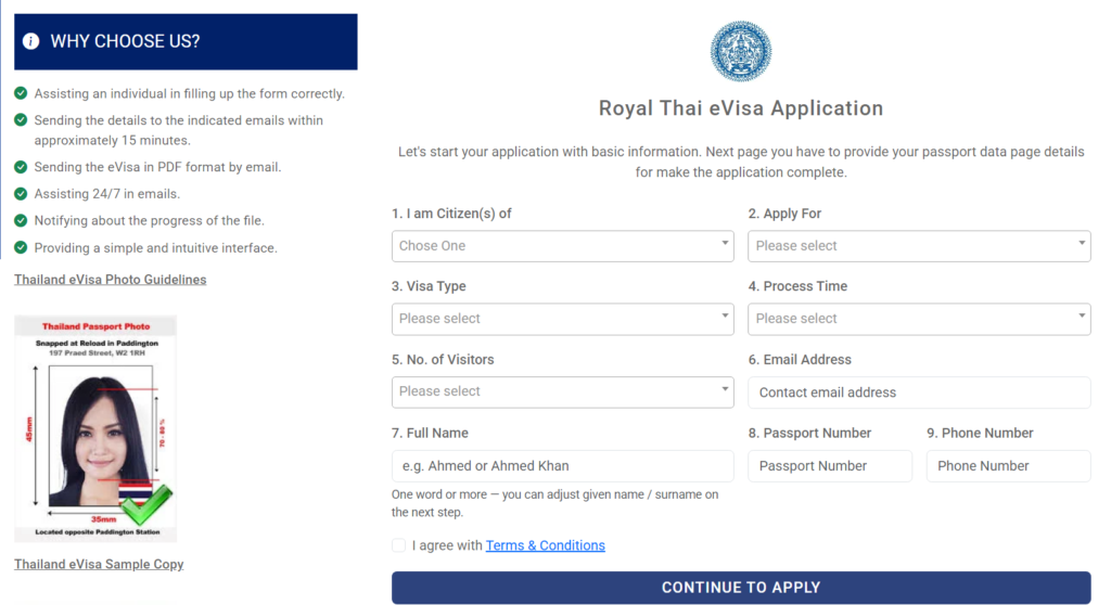Royal Thai eVisa Application