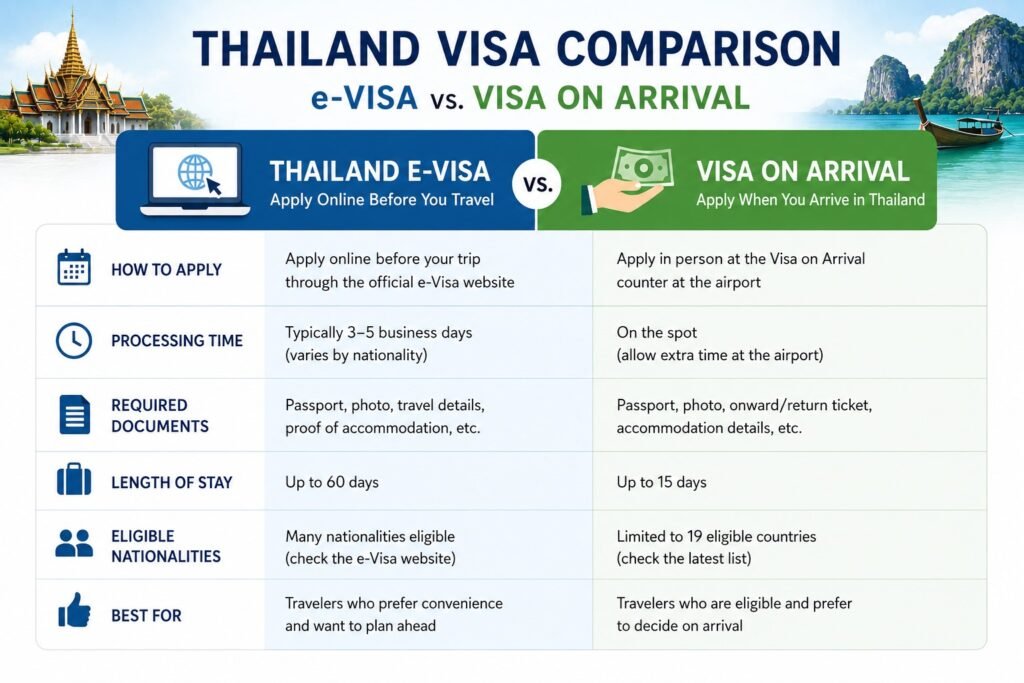 Thailand visa comparison infographic