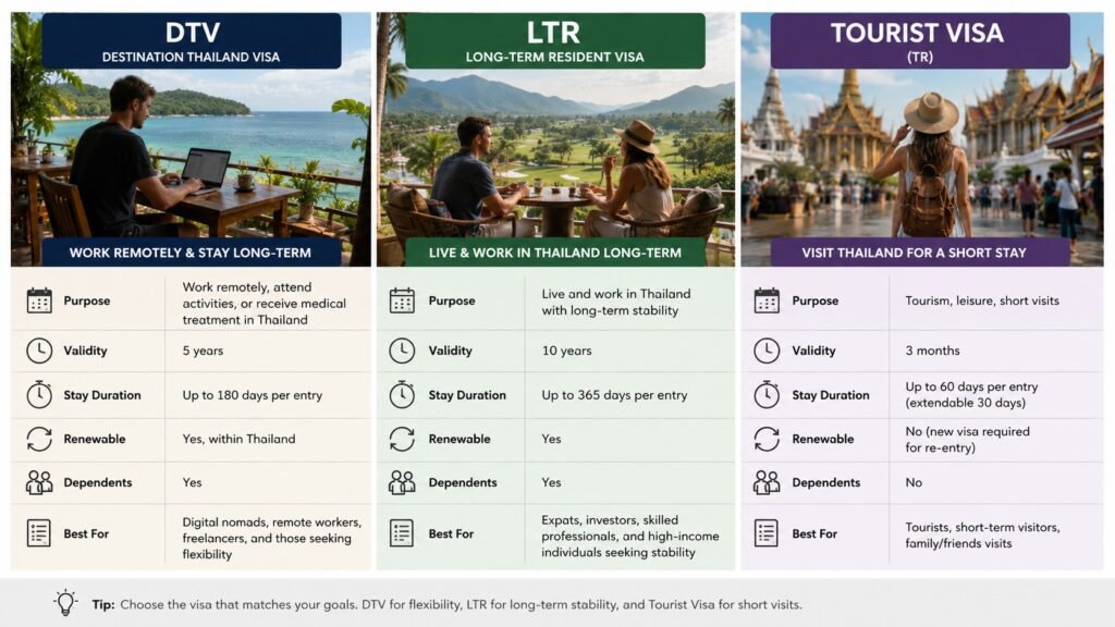 Visa comparison for Thailand options