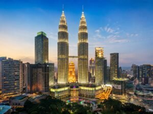 Kuala Lumpur Twilight Skyline with Twin Towers